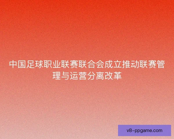 中国足球职业联赛联合会成立推动联赛管理与运营分离改革